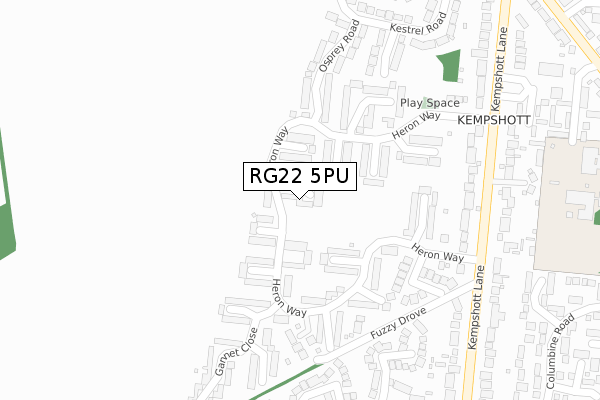 RG22 5PU map - large scale - OS Open Zoomstack (Ordnance Survey)