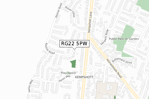 RG22 5PW map - large scale - OS Open Zoomstack (Ordnance Survey)