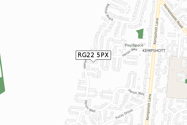 RG22 5PX map - large scale - OS Open Zoomstack (Ordnance Survey)