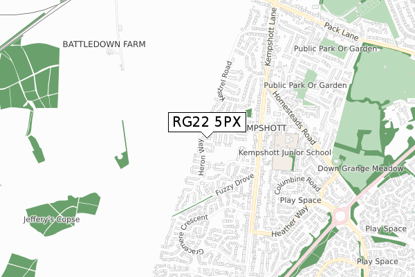 RG22 5PX map - small scale - OS Open Zoomstack (Ordnance Survey)