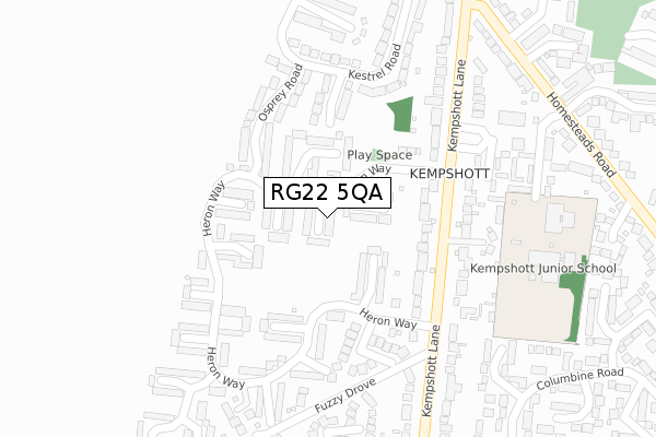 RG22 5QA map - large scale - OS Open Zoomstack (Ordnance Survey)