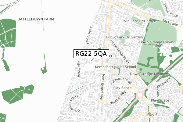 RG22 5QA map - small scale - OS Open Zoomstack (Ordnance Survey)