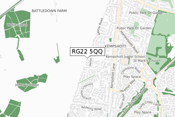 RG22 5QQ map - small scale - OS Open Zoomstack (Ordnance Survey)