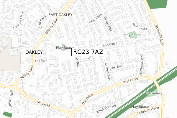 RG23 7AZ map - large scale - OS Open Zoomstack (Ordnance Survey)