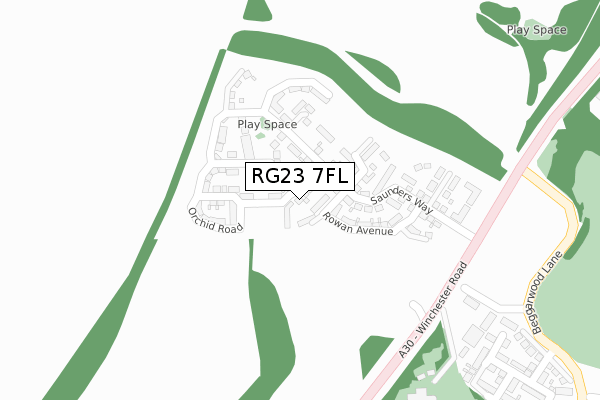 RG23 7FL map - large scale - OS Open Zoomstack (Ordnance Survey)