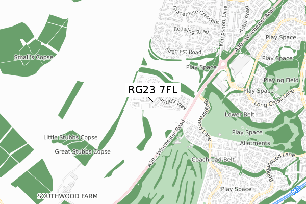 RG23 7FL map - small scale - OS Open Zoomstack (Ordnance Survey)