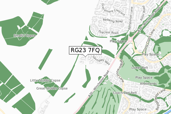 RG23 7FQ map - small scale - OS Open Zoomstack (Ordnance Survey)