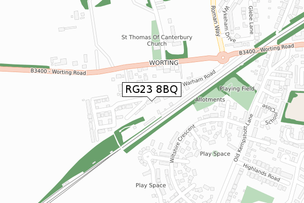 RG23 8BQ map - large scale - OS Open Zoomstack (Ordnance Survey)