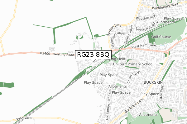 RG23 8BQ map - small scale - OS Open Zoomstack (Ordnance Survey)