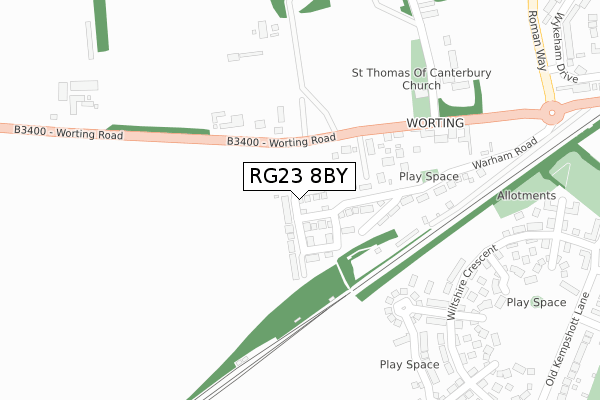 RG23 8BY map - large scale - OS Open Zoomstack (Ordnance Survey)