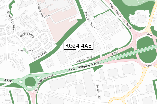 RG24 4AE map - large scale - OS Open Zoomstack (Ordnance Survey)