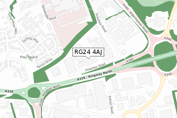 RG24 4AJ map - large scale - OS Open Zoomstack (Ordnance Survey)