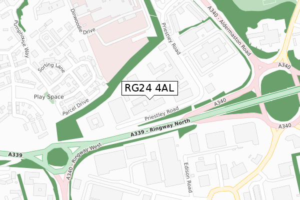 RG24 4AL map - large scale - OS Open Zoomstack (Ordnance Survey)