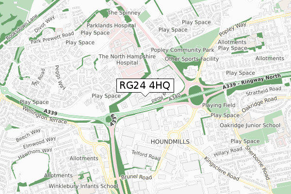 RG24 4HQ map - small scale - OS Open Zoomstack (Ordnance Survey)