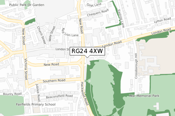 RG24 4XW map - large scale - OS Open Zoomstack (Ordnance Survey)