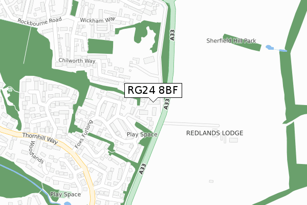 RG24 8BF map - large scale - OS Open Zoomstack (Ordnance Survey)