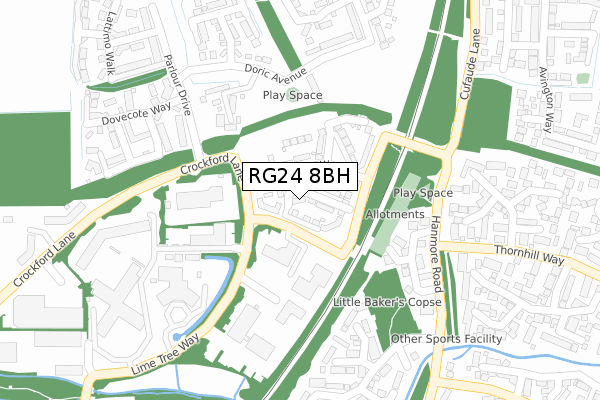 RG24 8BH map - large scale - OS Open Zoomstack (Ordnance Survey)