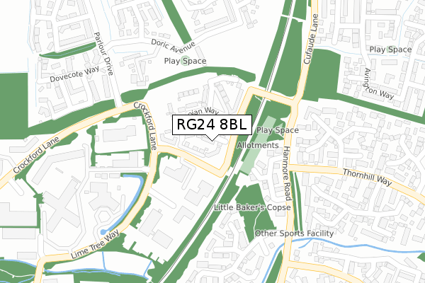 RG24 8BL map - large scale - OS Open Zoomstack (Ordnance Survey)