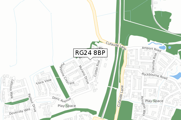 RG24 8BP map - large scale - OS Open Zoomstack (Ordnance Survey)