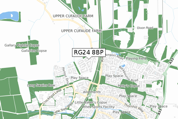 RG24 8BP map - small scale - OS Open Zoomstack (Ordnance Survey)