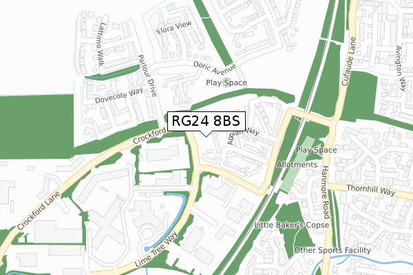 RG24 8BS map - large scale - OS Open Zoomstack (Ordnance Survey)