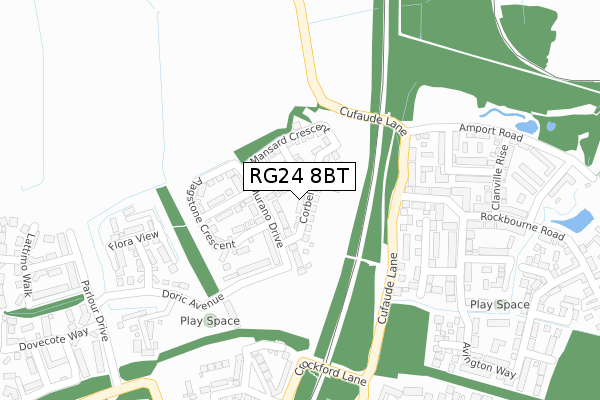 RG24 8BT map - large scale - OS Open Zoomstack (Ordnance Survey)