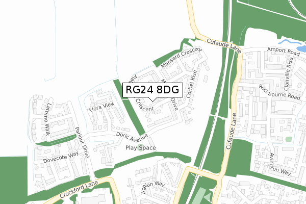 RG24 8DG map - large scale - OS Open Zoomstack (Ordnance Survey)