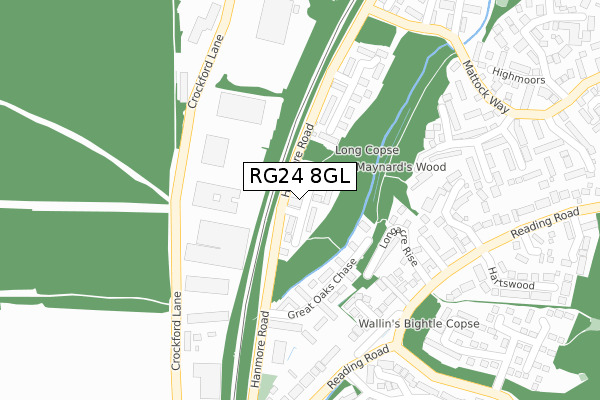 RG24 8GL map - large scale - OS Open Zoomstack (Ordnance Survey)