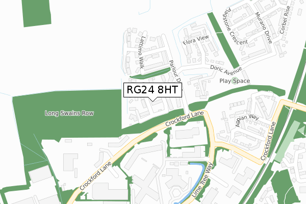 RG24 8HT map - large scale - OS Open Zoomstack (Ordnance Survey)