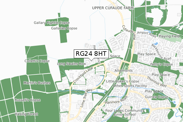 RG24 8HT map - small scale - OS Open Zoomstack (Ordnance Survey)