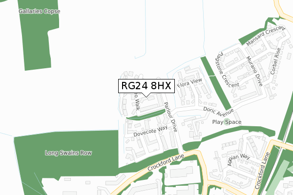 RG24 8HX map - large scale - OS Open Zoomstack (Ordnance Survey)