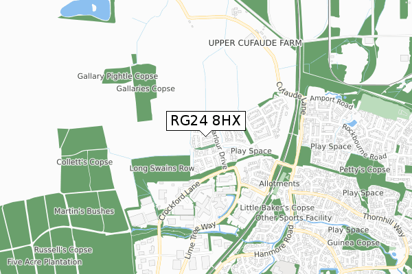 RG24 8HX map - small scale - OS Open Zoomstack (Ordnance Survey)