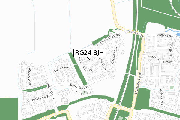 RG24 8JH map - large scale - OS Open Zoomstack (Ordnance Survey)