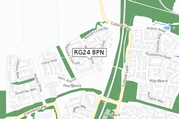 RG24 8PN map - large scale - OS Open Zoomstack (Ordnance Survey)