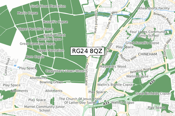 RG24 8QZ map - small scale - OS Open Zoomstack (Ordnance Survey)