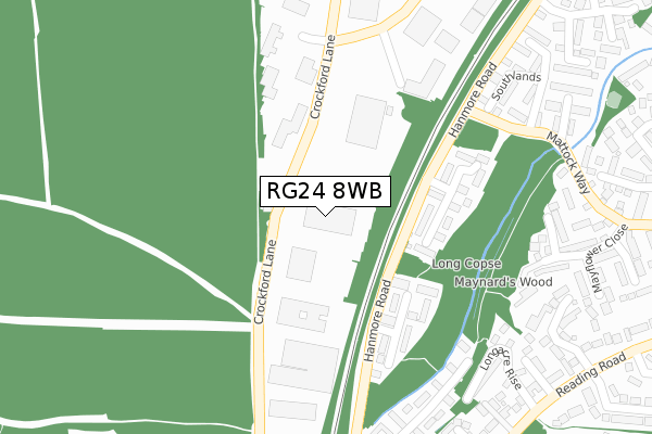 RG24 8WB map - large scale - OS Open Zoomstack (Ordnance Survey)