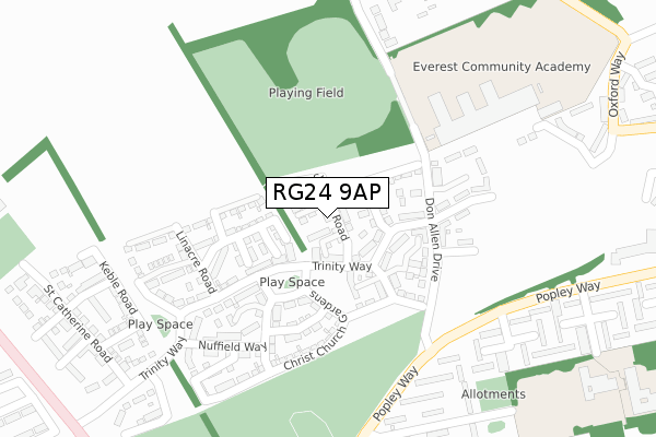 RG24 9AP map - large scale - OS Open Zoomstack (Ordnance Survey)