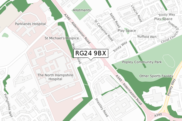 RG24 9BX map - large scale - OS Open Zoomstack (Ordnance Survey)