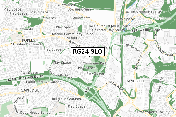 RG24 9LQ map - small scale - OS Open Zoomstack (Ordnance Survey)