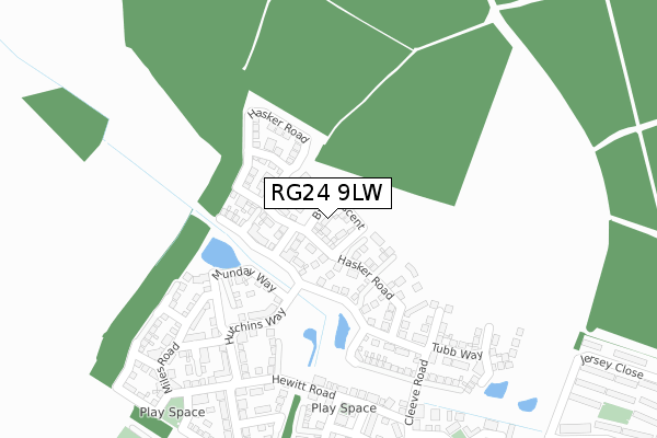 RG24 9LW map - large scale - OS Open Zoomstack (Ordnance Survey)