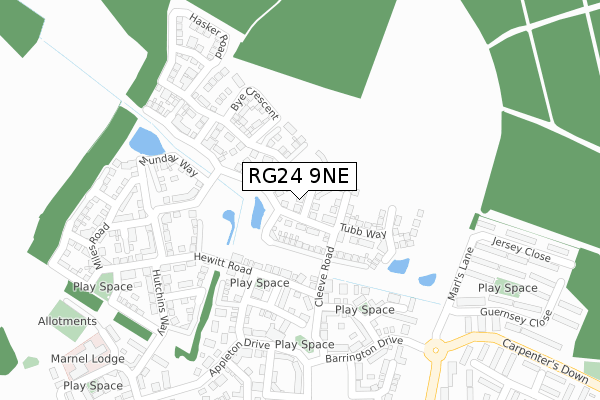 RG24 9NE map - large scale - OS Open Zoomstack (Ordnance Survey)