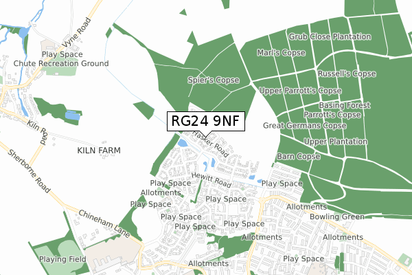 RG24 9NF map - small scale - OS Open Zoomstack (Ordnance Survey)