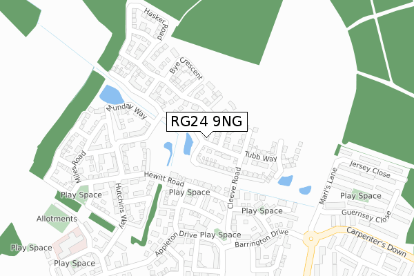 RG24 9NG map - large scale - OS Open Zoomstack (Ordnance Survey)