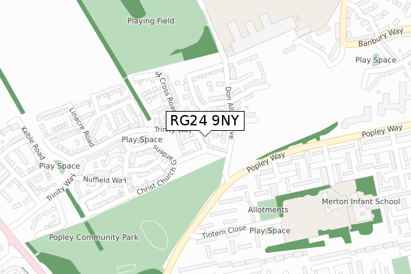 RG24 9NY map - large scale - OS Open Zoomstack (Ordnance Survey)