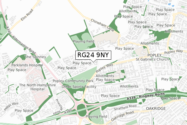 RG24 9NY map - small scale - OS Open Zoomstack (Ordnance Survey)