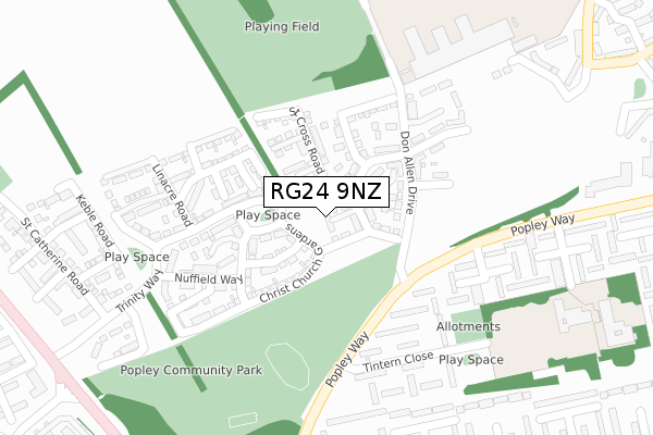 RG24 9NZ map - large scale - OS Open Zoomstack (Ordnance Survey)