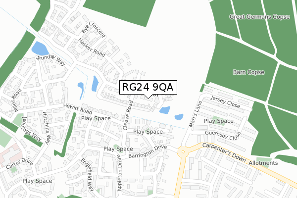 RG24 9QA map - large scale - OS Open Zoomstack (Ordnance Survey)