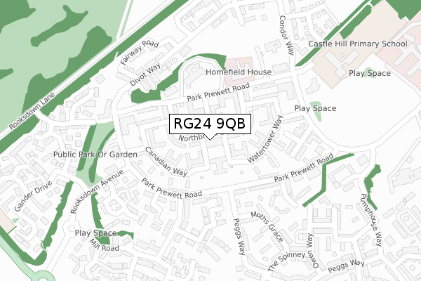 RG24 9QB map - large scale - OS Open Zoomstack (Ordnance Survey)