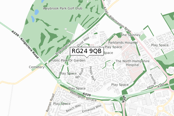 RG24 9QB map - small scale - OS Open Zoomstack (Ordnance Survey)