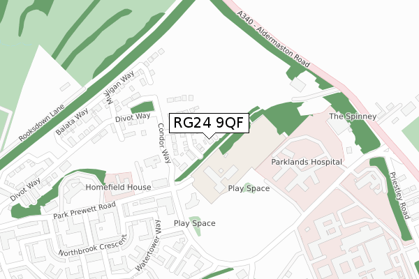 RG24 9QF map - large scale - OS Open Zoomstack (Ordnance Survey)